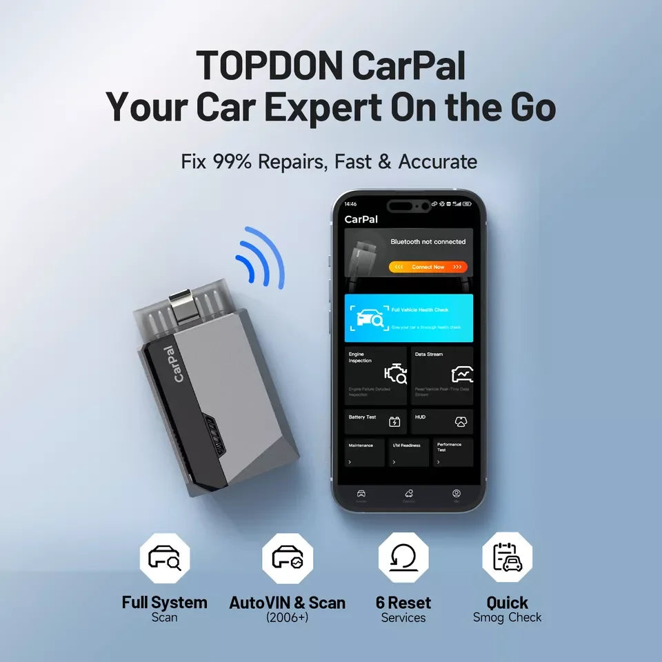 Topdon Bluetooth OBD2 Car Diagnostic Scanner Tool For Ios Android