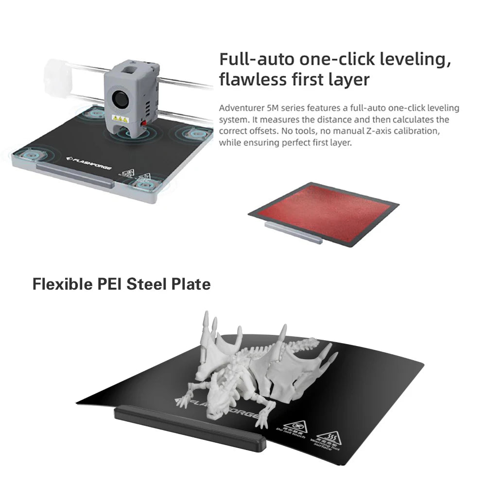 FlashForge Adventurer 5 3D Printer Auto Leveling Direct Extruder