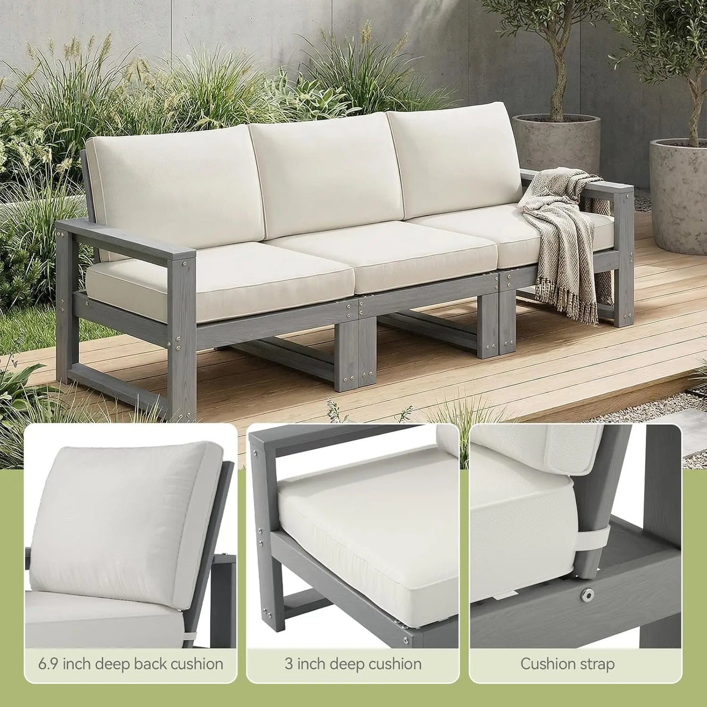 Patio Furniture Set Outdoor Conversation Sofa With Deep Cushions