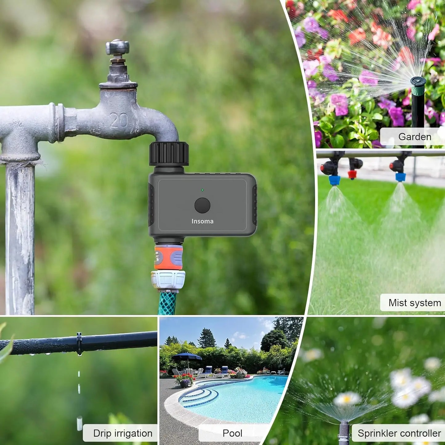 INSOMA WiFi Garden Water Timer With Alexa Control