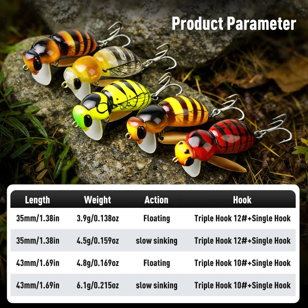 Kingdom Wasp Minnow Floating Fishing Lure With Spinner Hook