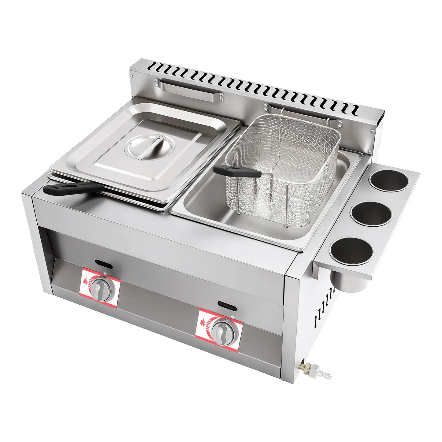 Bymaocar Stainless Steel Dual Tank Commercial Deep Fryer Temperature Control