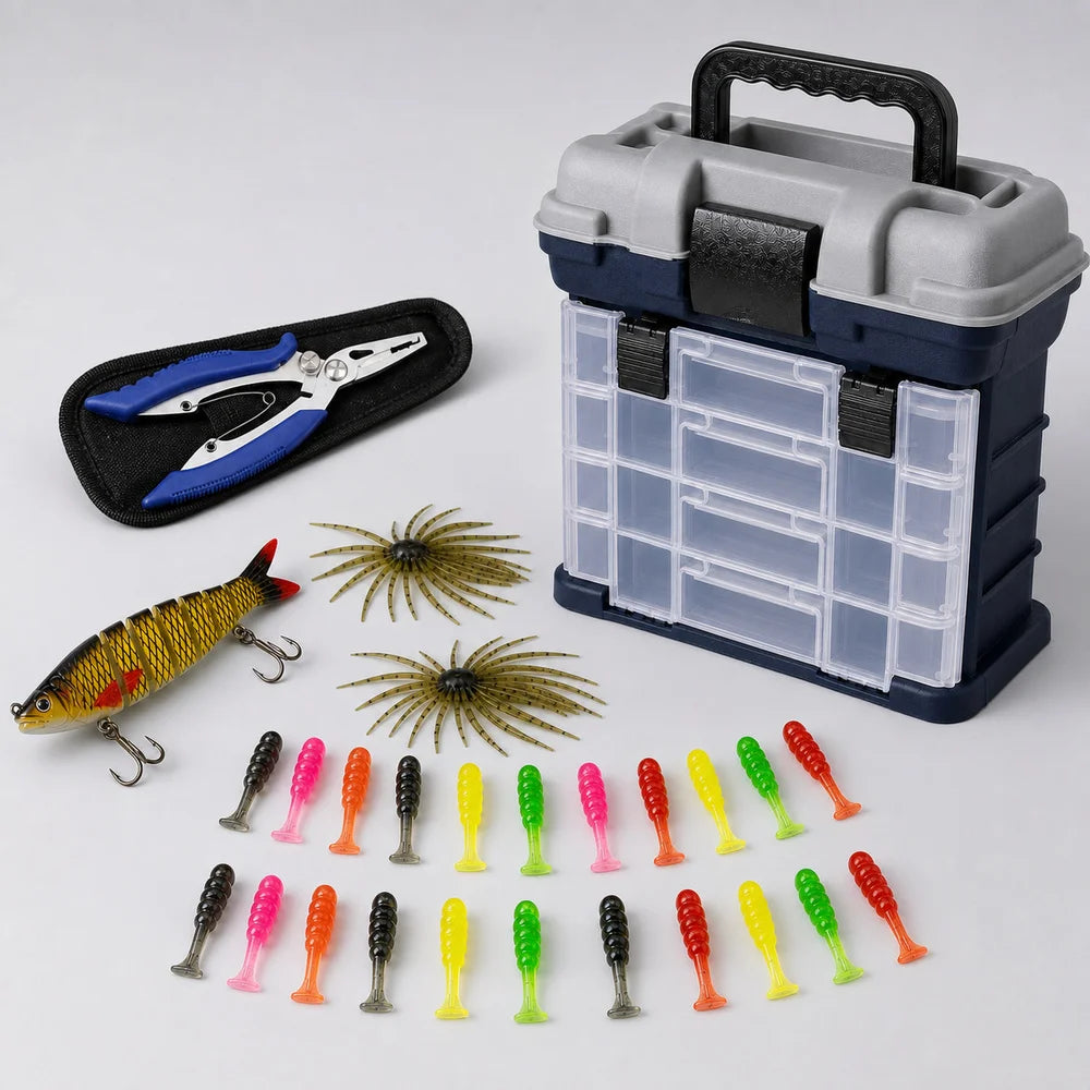 Zoe Fishing Tackle Box Kit With Pliers And Lure Storage
