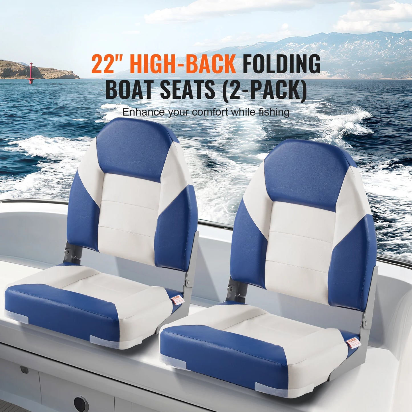 SucceBuy High Back Folding Boat Seat 2-Pack For Fishing Boats