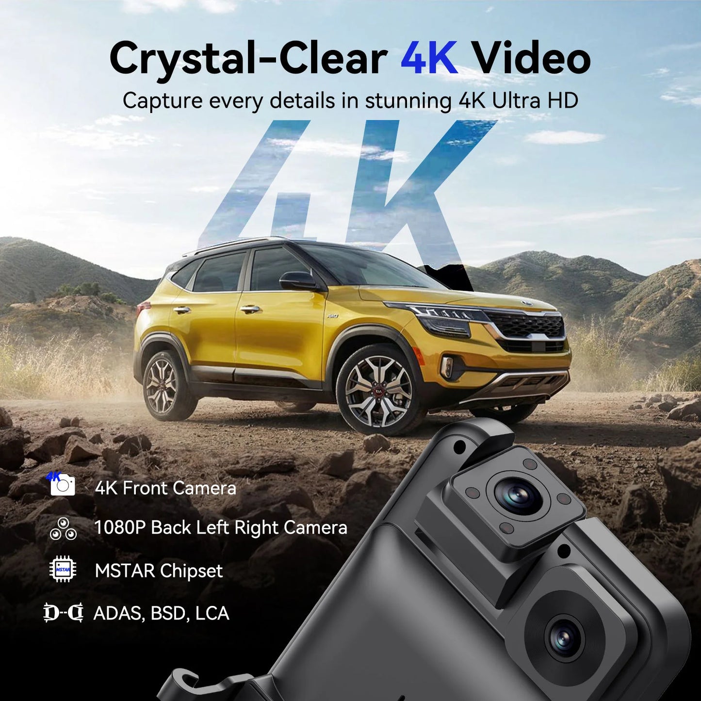 SZshufen 4K Mirror Dash Cam With WiFi GPS ADAS Rearview Mirror