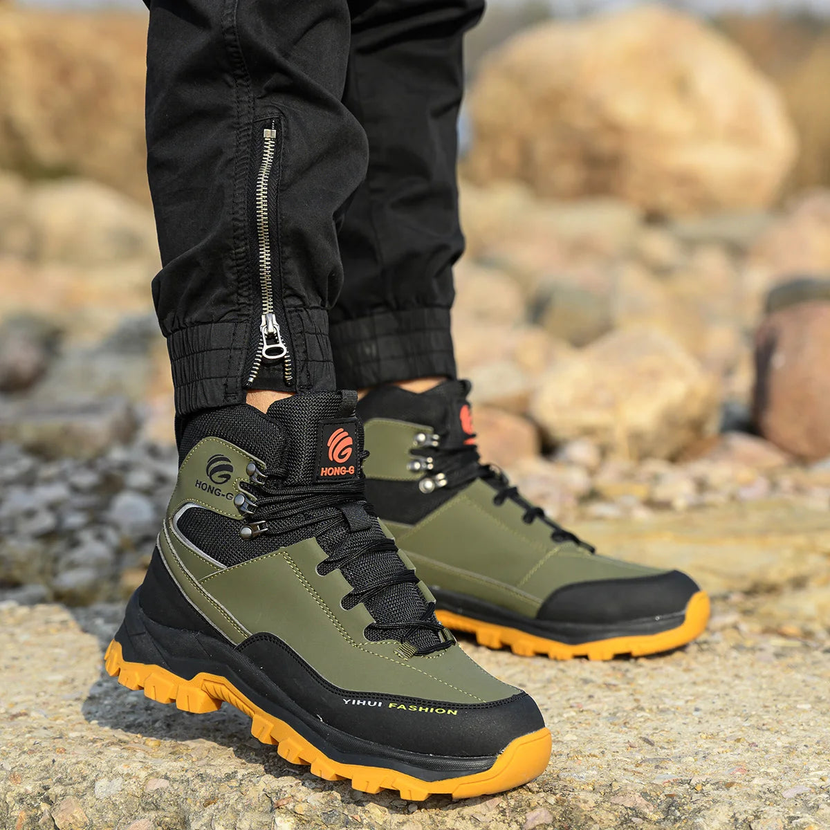 Veigar Men Safety Shoes Breathable Anti Puncture Steel Toe Boots