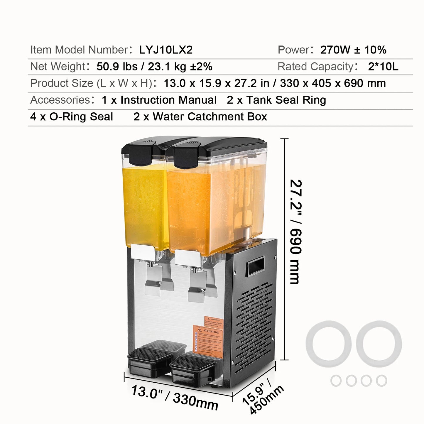 SucceBuy Commercial Beverage Dispenser Stainless Steel