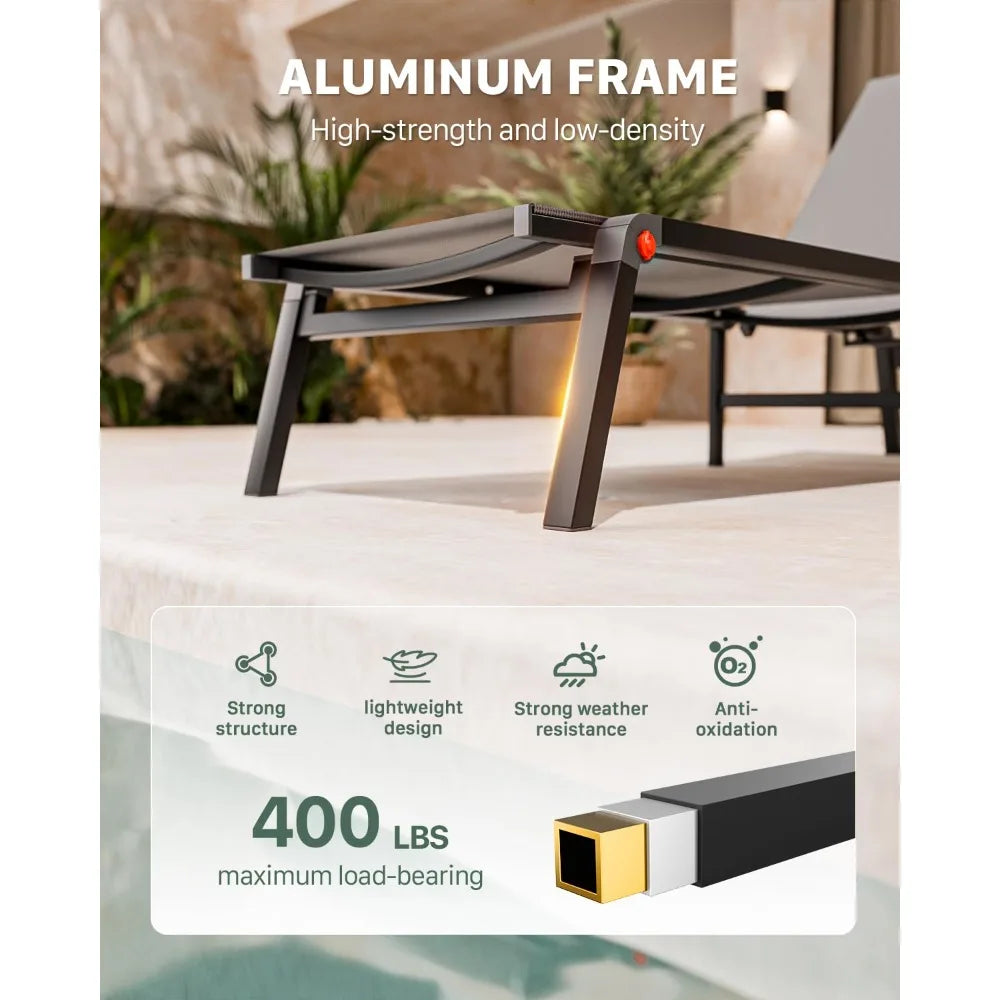 Guangbai Adjustable Aluminum Chaise Lounge Chair Outdoor Deck