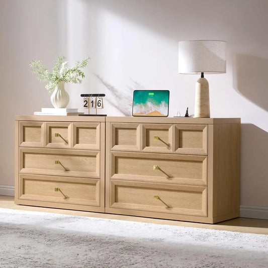 Bedside Nightstand With 3 Drawers And Charging Station