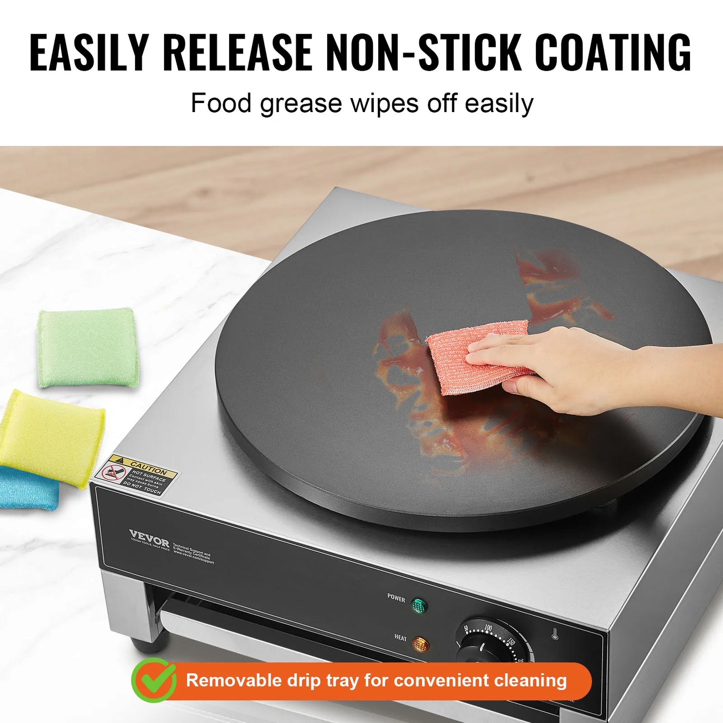 SucceBuy Electric Crepe Maker Commercial Flat Plate Nonstick Griddle