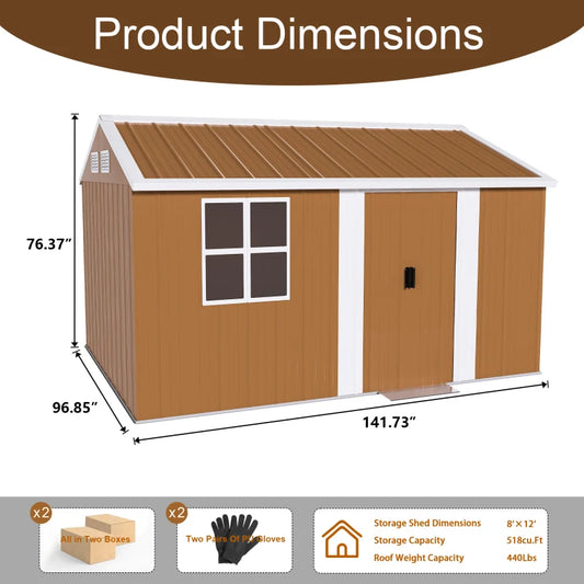 Heavy Duty Metal Storage Shed With Windows Lockable Doors Ventilation