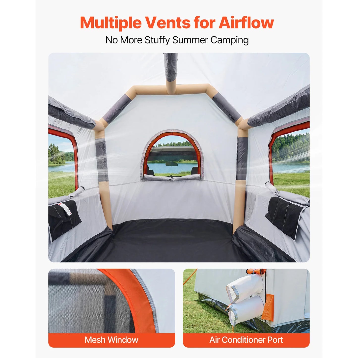 SucceBuy Inflatable Truck Bed Tent With Breathable Mesh Windows