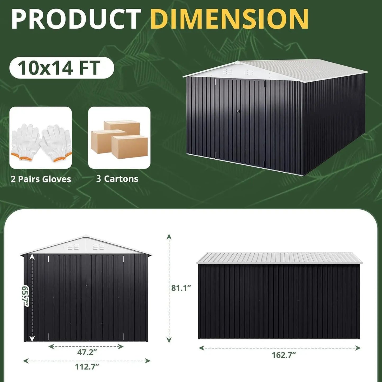 Outdoor Metal Storage Shed With Lockable Doors And Upgraded Frame