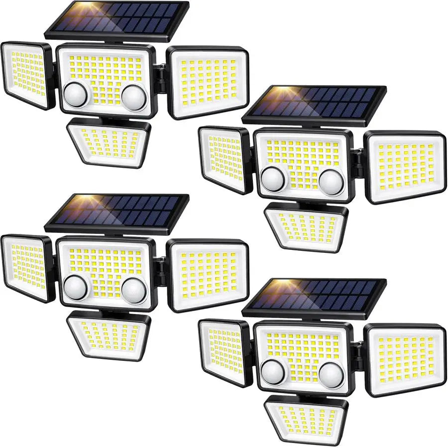 XMSJ Outdoor Flood Lights IP65 Waterproof 3000LM 188LED Motion Sensor 4 Head