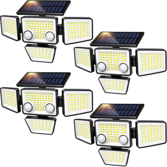 XMSJ Outdoor Flood Lights IP65 Waterproof 3000LM 188LED Motion Sensor 4 Head