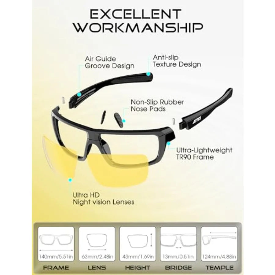 Polarized Sunglasses For Men TR90 Sports Wrap UV Protection Fishing