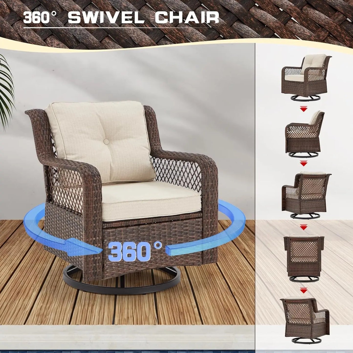 XIAOLANG Wicker Outdoor Patio Furniture Set With Table And Chairs