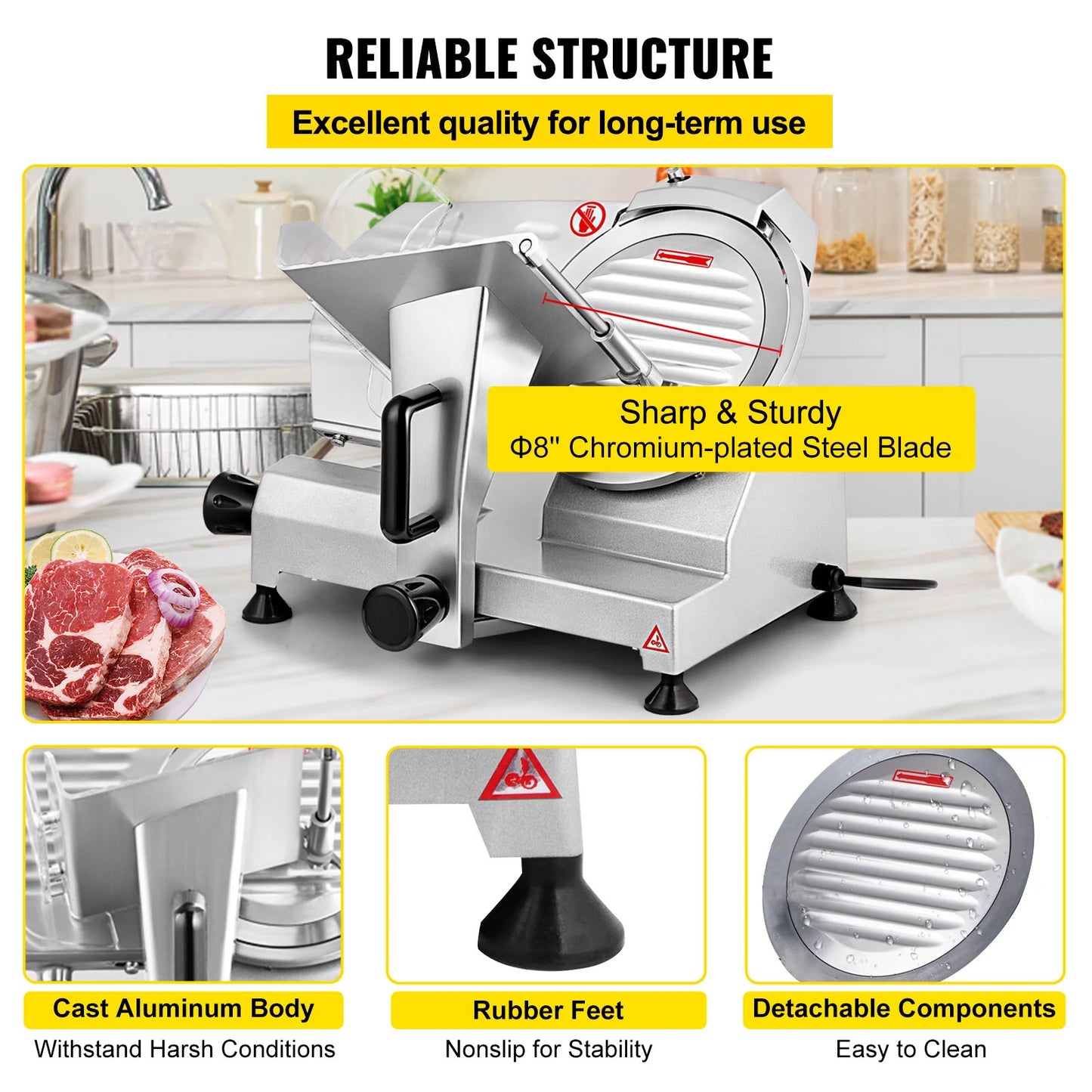SucceBuy Commercial Meat Slicer Electric Deli Cheese Cutter