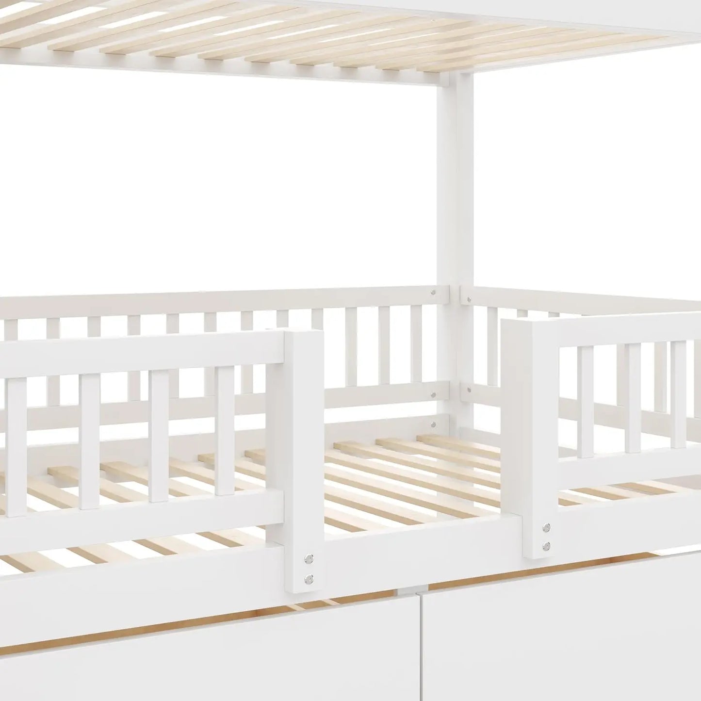 Twin Over Twin Bunk Bed With Slide Staircase And Storage