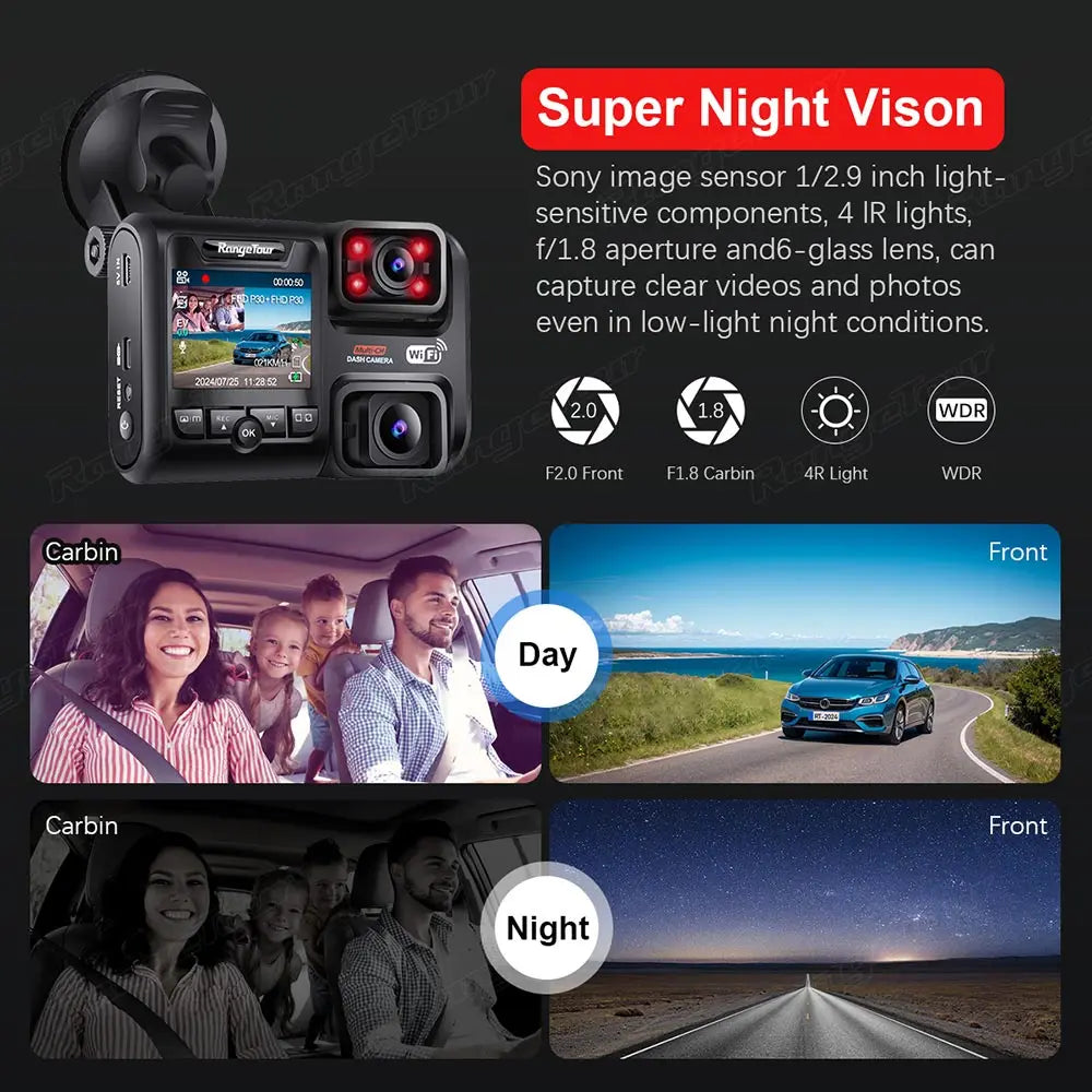 Range Tour 4K Dual Lens Dash Cam With GPS Night Vision D30H