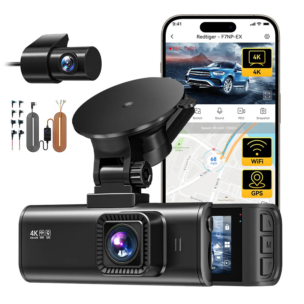 Redtiger F7NP-EX 4K Dash Cam With Built In Wifi And GPS