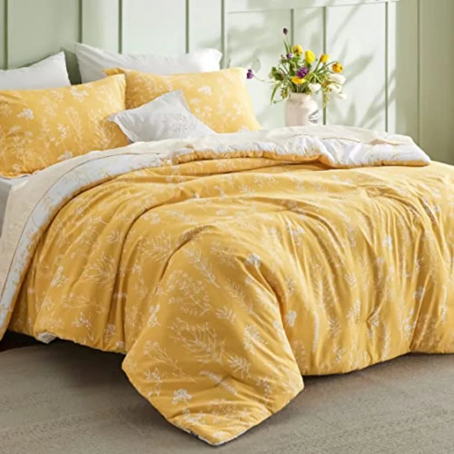 Lavender Floral Comforter Set 3 Piece Duvet Cover and Shams