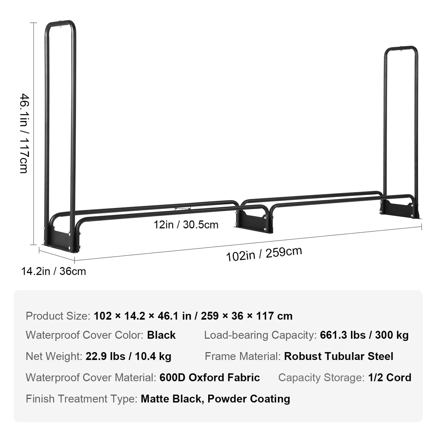 SucceBuy Outdoor Firewood Rack With Waterproof Cover