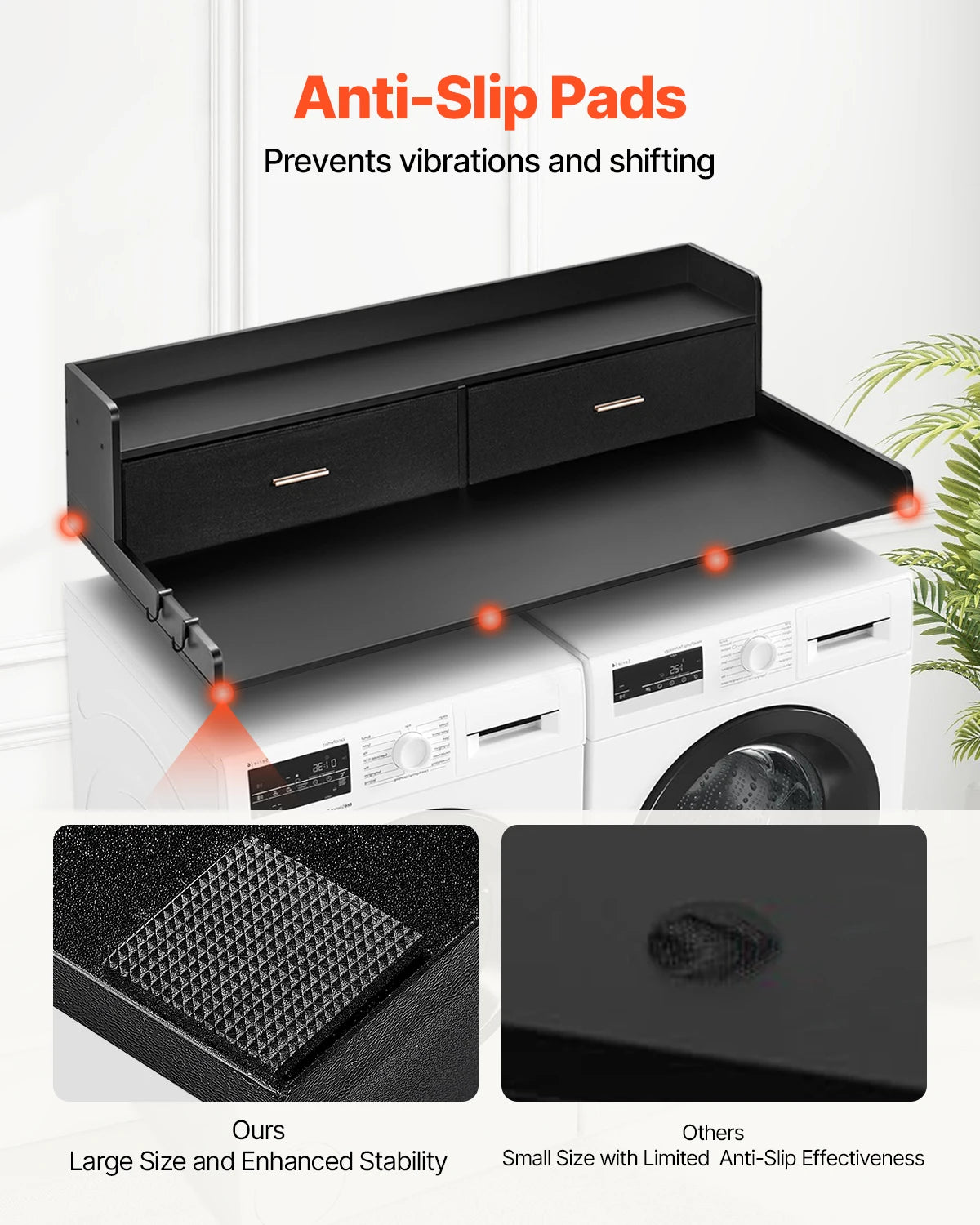 SucceBuy Washer And Dryer Countertop With Drawer Shelf