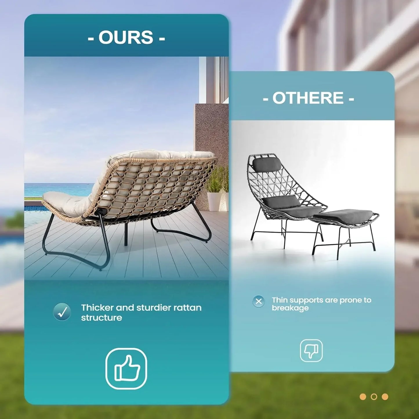 Outdoor Loveseat All Weather Boho Rattan Patio Furniture