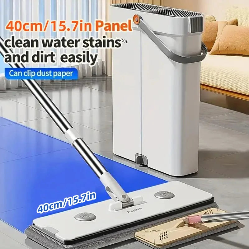 Joybos Ultra Slim Flat Mop And Bucket System With 2 Microfiber Pads 360 Swivel