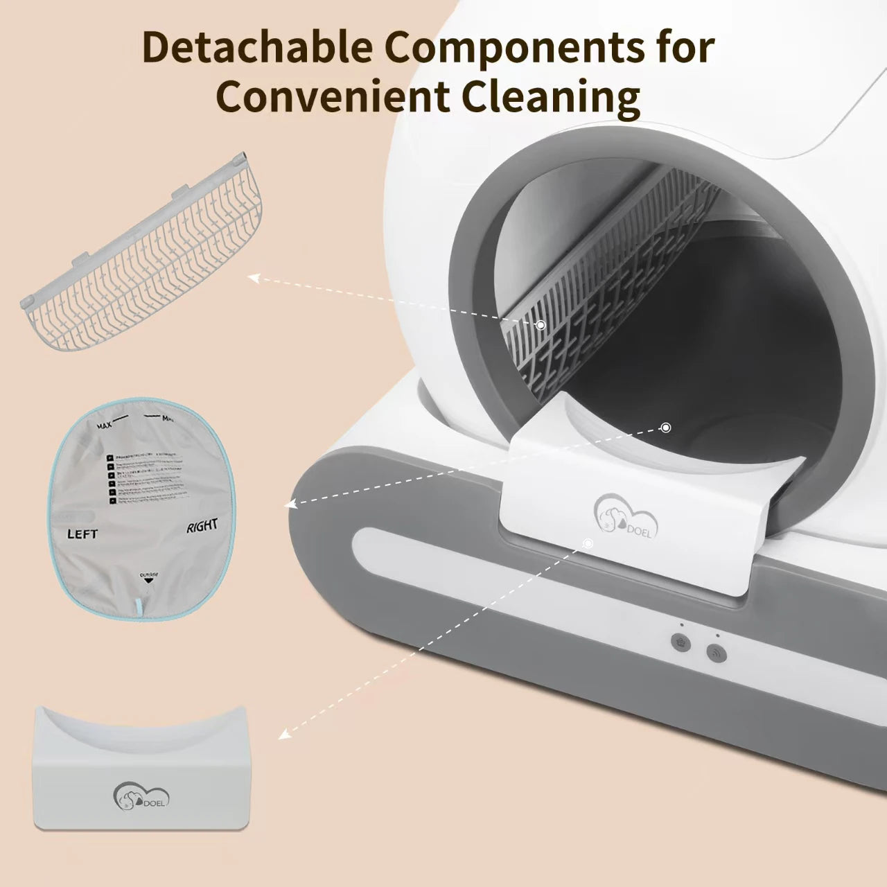 DOEL Smart Self Cleaning Cat Litter Box App Controlled
