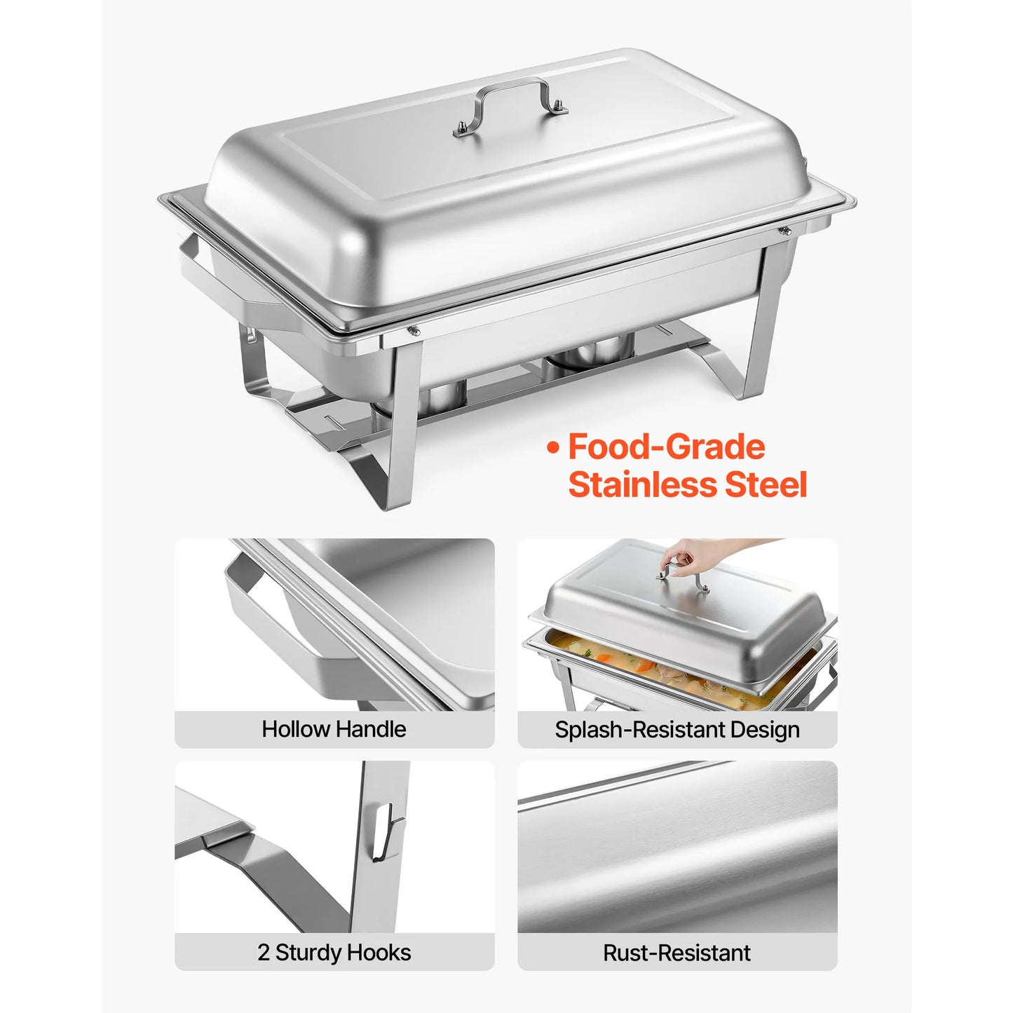 SucceBuy Rectangular Stainless Steel Chafing Dish Set For Banquets