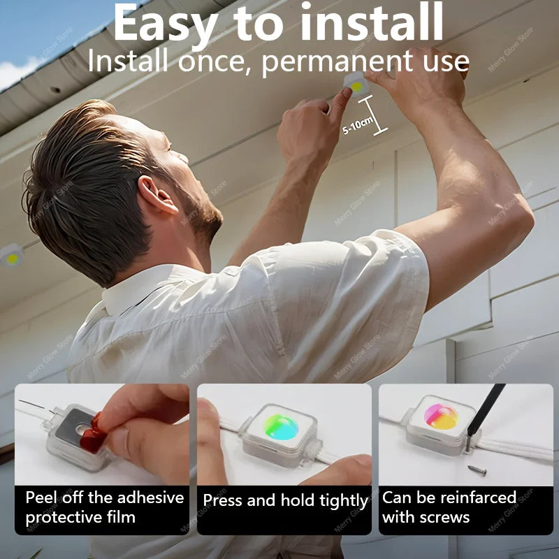 MIMIRGB Outdoor RGBIC LED Eaves Lights with App Control Alexa