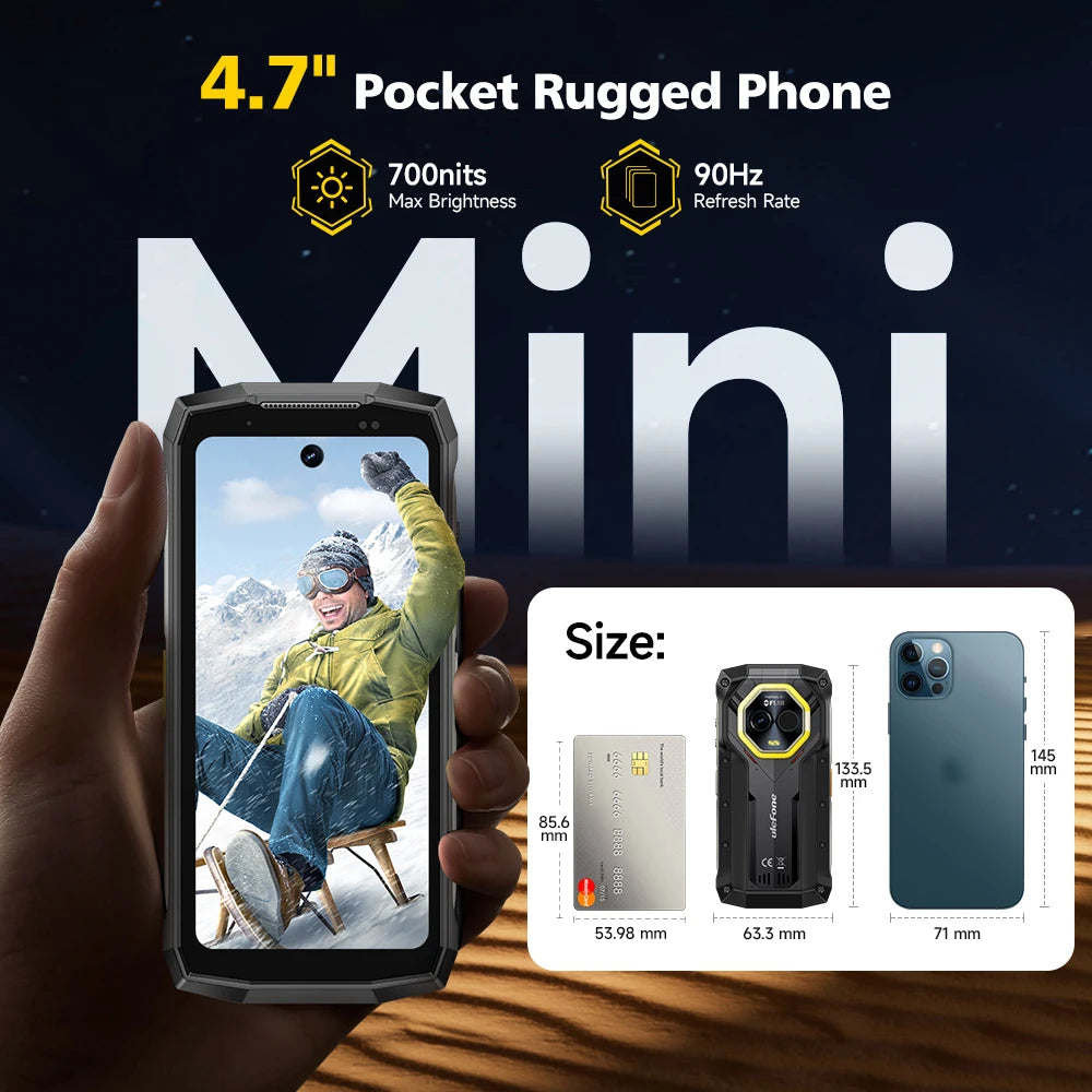 Ulefone Armor Mini 20T Pro 5G Rugged Smartphone Android 14 16GB 256GB
