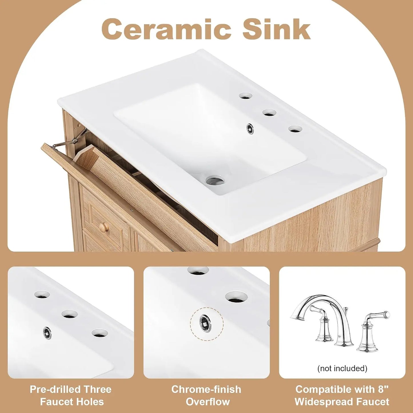 Wood Bathroom Vanity With Sink Set Modern Custom Single Vanity