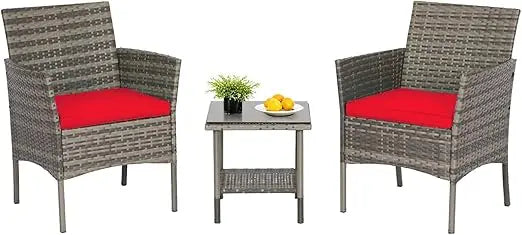 Outdoor Patio Five Piece Wicker Conversation Set For Backyard