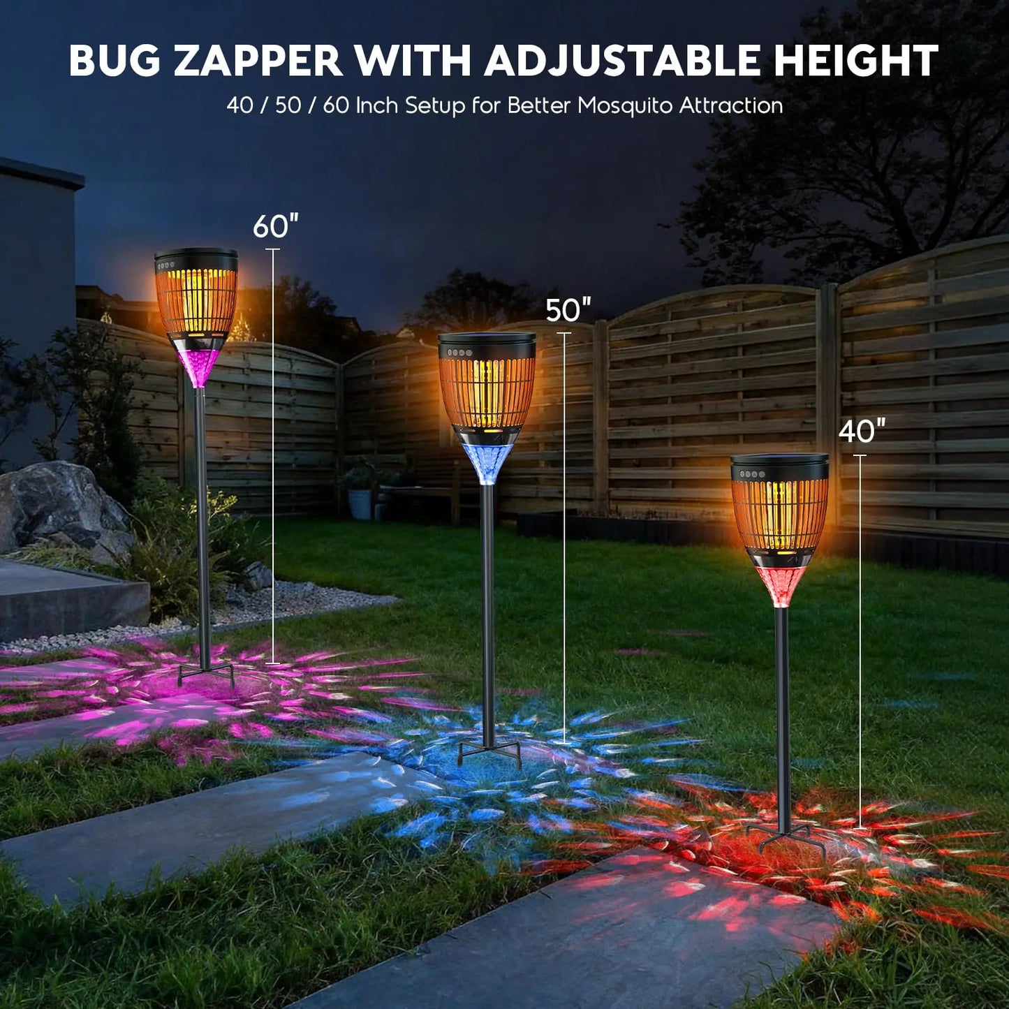 Solar 3 In 1 Mosquito Zapper With Flame AndRgb Yard Lighting