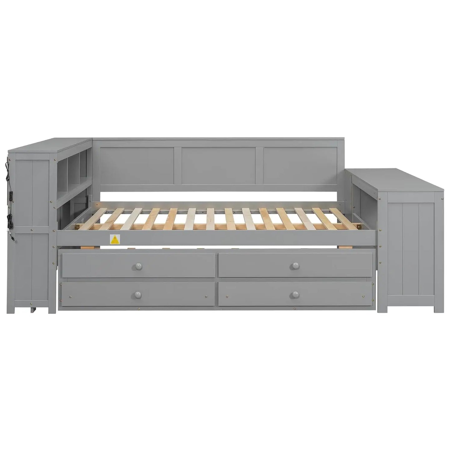 Daybed With Desk, Cabinet And USB Charging Storage