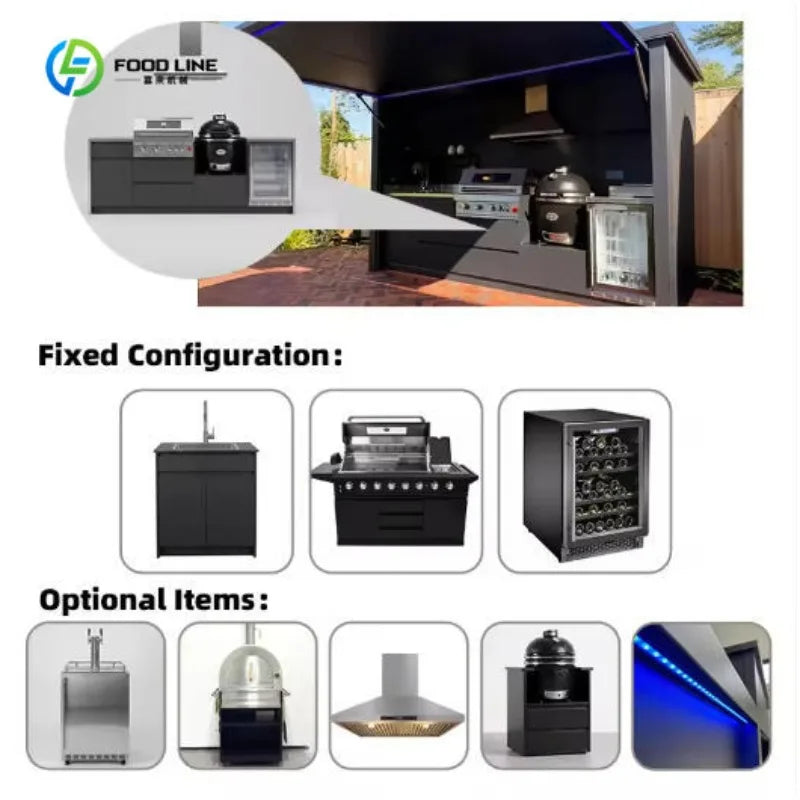 Foodline Stainless Steel Outdoor Kitchen With Sink And Fridge