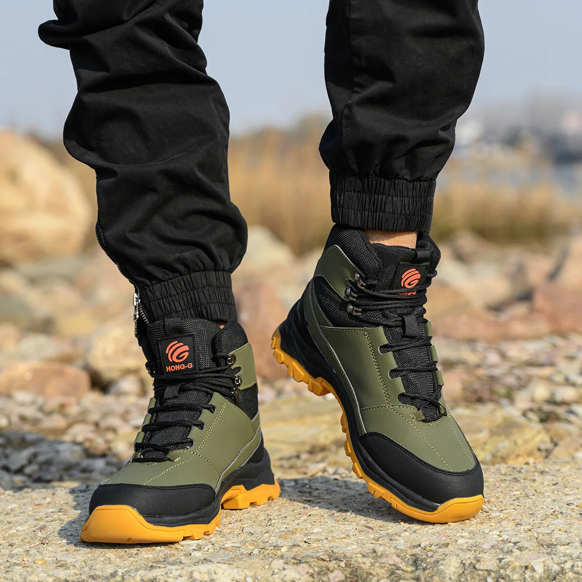 Veigar Men Safety Shoes Breathable Anti Puncture Steel Toe Boots