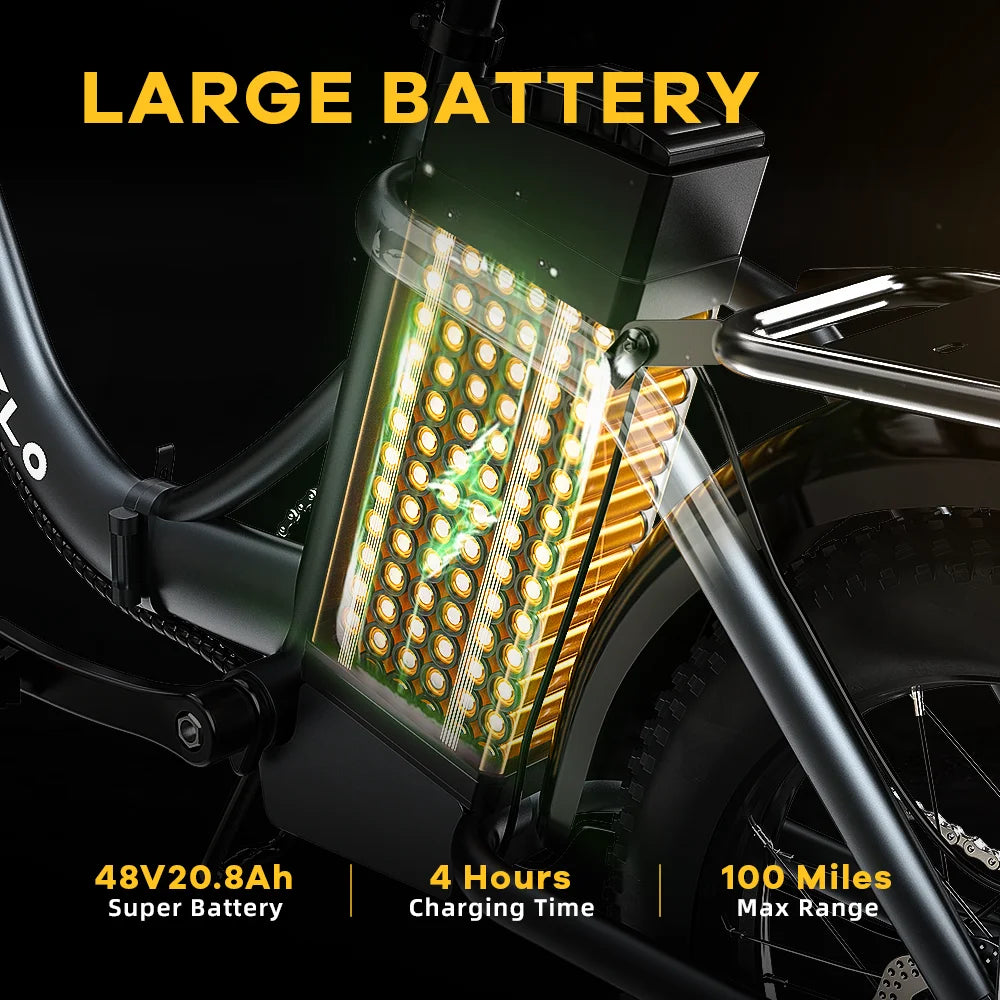 CYBERVELO 1000W Foldable Electric Bike With Removable Battery Mars700