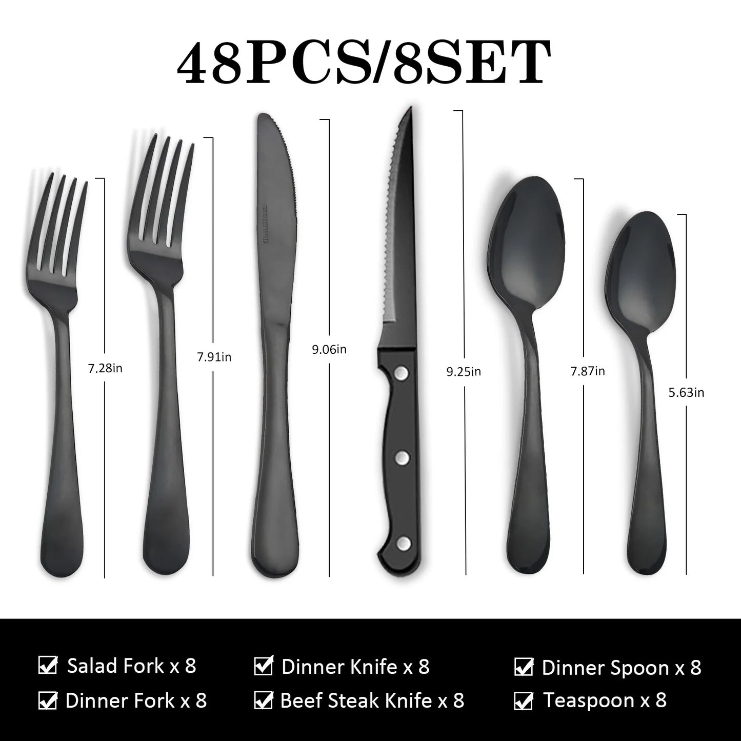 HANSMART Stainless Steel Flatware Set Mirror Polished Dinner Cutlery