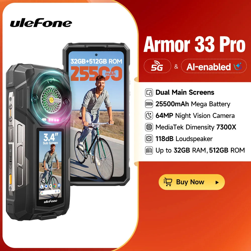 Ulefone Armor 33 Pro 5G Rugged Phone 512GB ROM 25500mAh