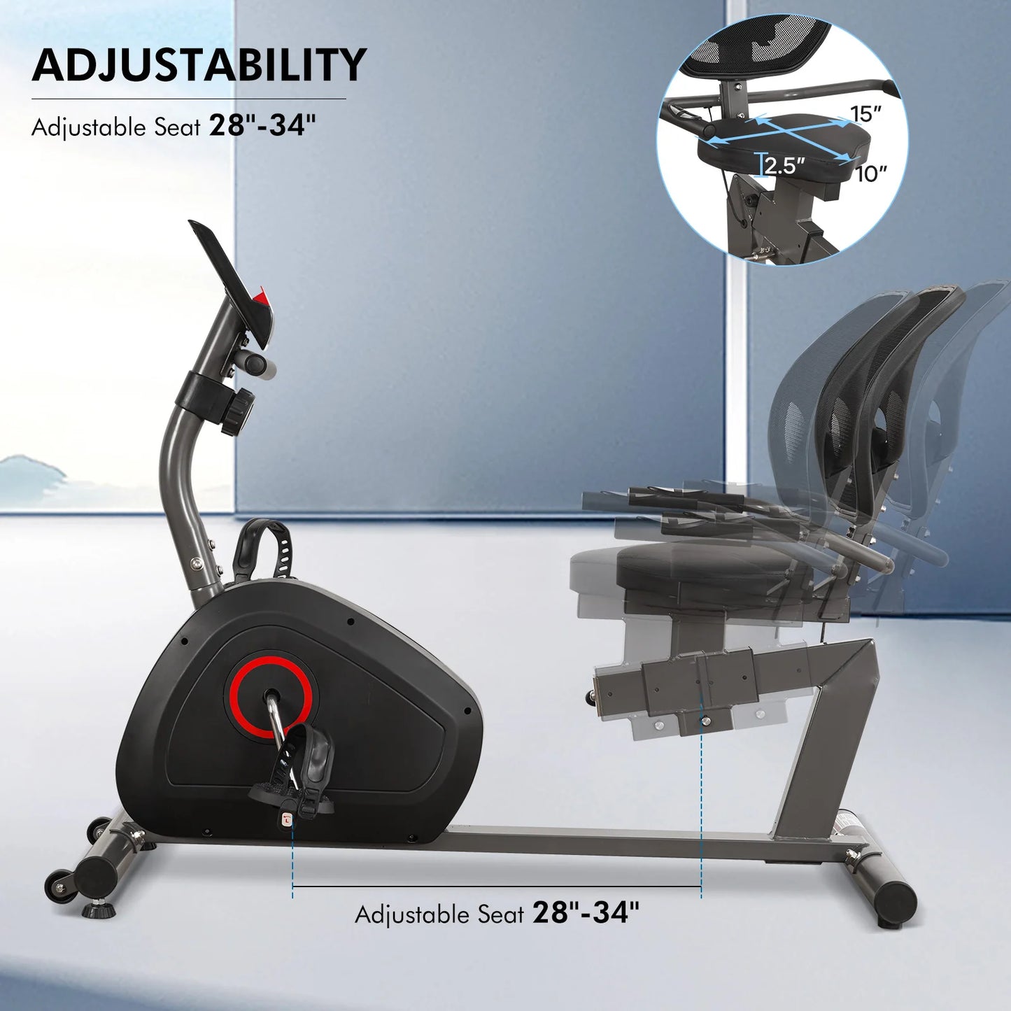 Recumbent Exercise Bike for Home Use With Quiet 8 Levels