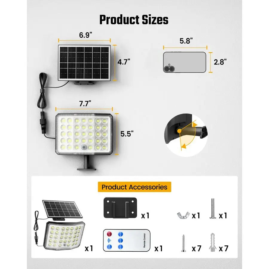 XMSJ Outdoor Solar Dusk to Dawn Floodlight With Remote Control