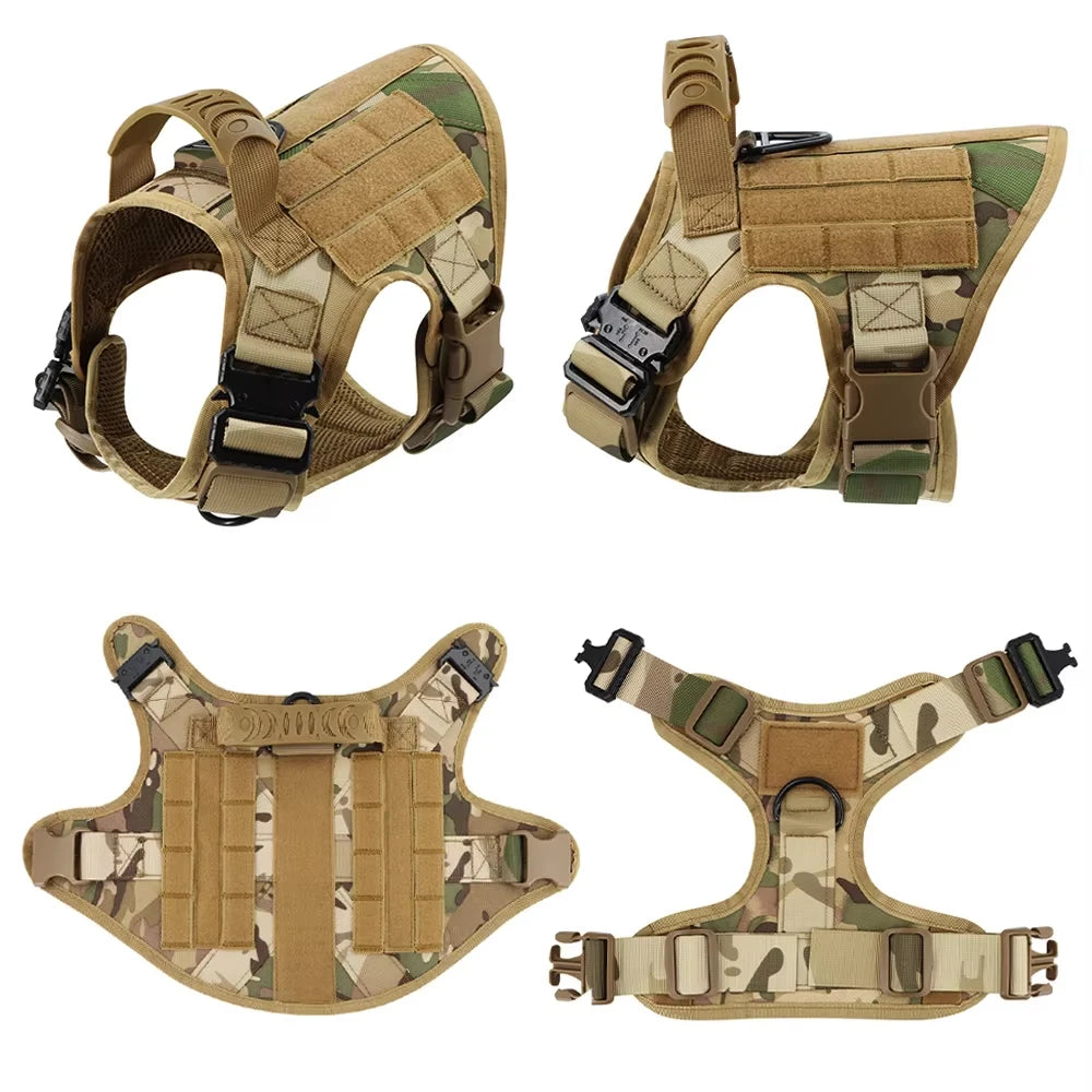 Military Large Dog Harness Vest Set With Leash And Patches