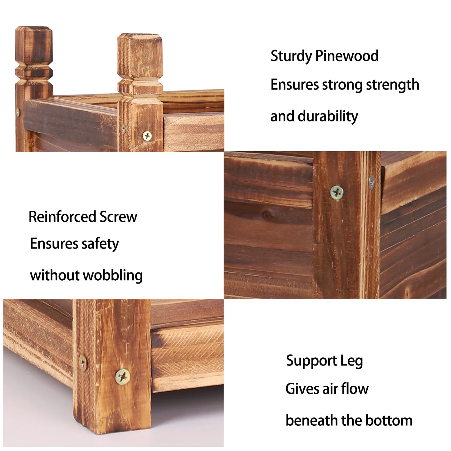 Premium Wooden Raised Flower Planter For Indoor Outdoor Gardening