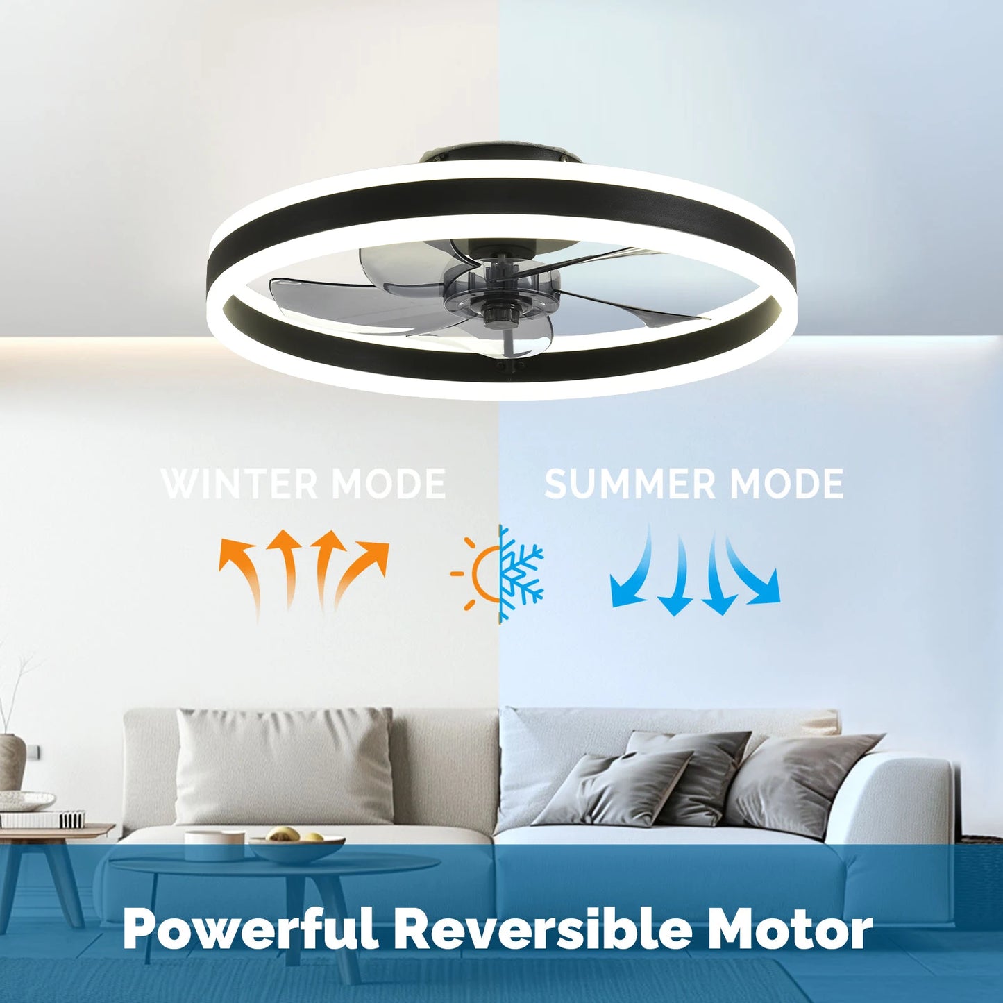 Orison Modern Flush Mount Ceiling Fan With Remote LED Light