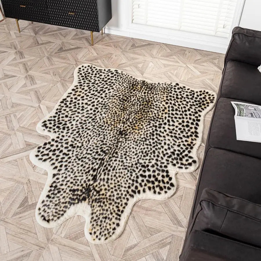 Animal Print Faux Cowhide Area Rug Leopard Cheetah Pattern Carpet