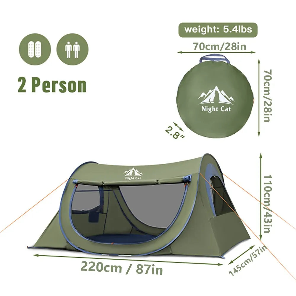 Night Cat Pop Up Waterproof Camping Tent With Integrated Mosquito Net